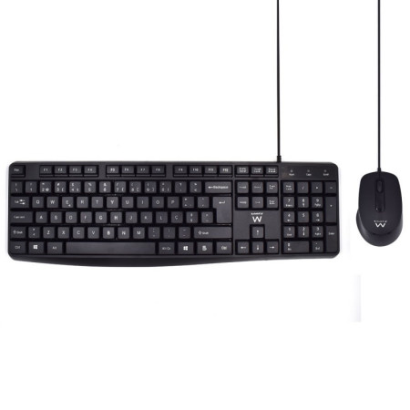 Kit Teclado + Mouse Ewent Silent com Fio – Preto | Conforto e Silêncio