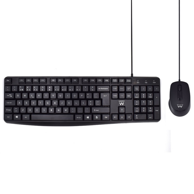 Kit Teclado + Mouse Ewent Silent com Fio – Preto | Conforto e Silêncio