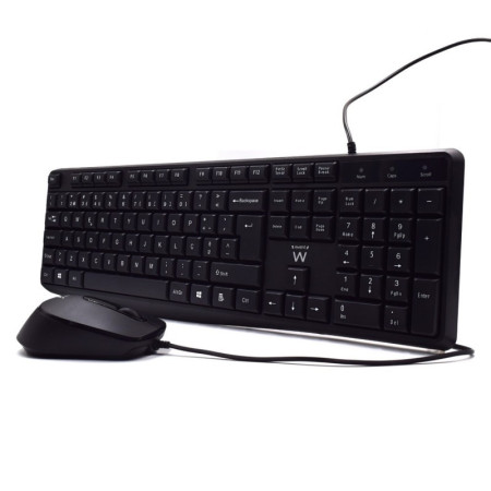 Kit Teclado + Mouse Ewent Silent com Fio – Preto | Conforto e Silêncio