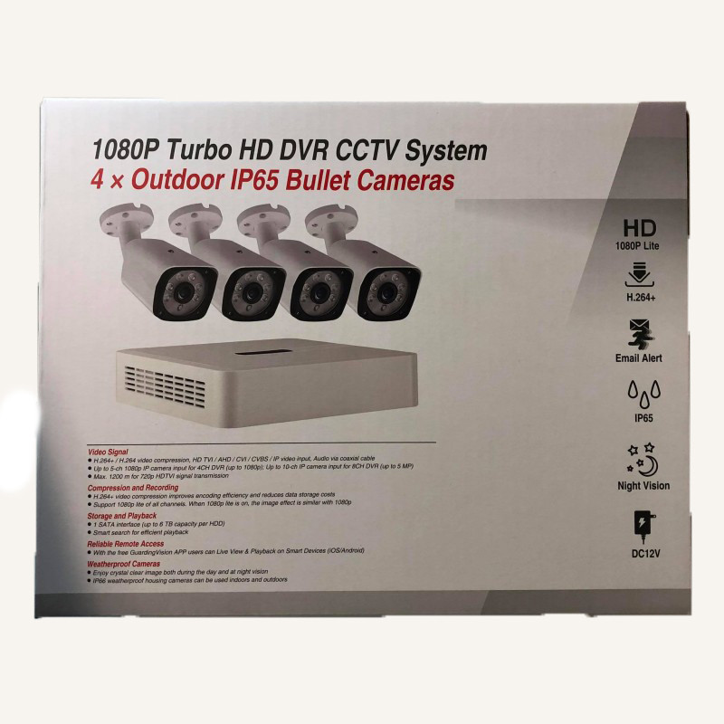 Kit Vigilância AHD 4CH com 4 Câmeras 1080P