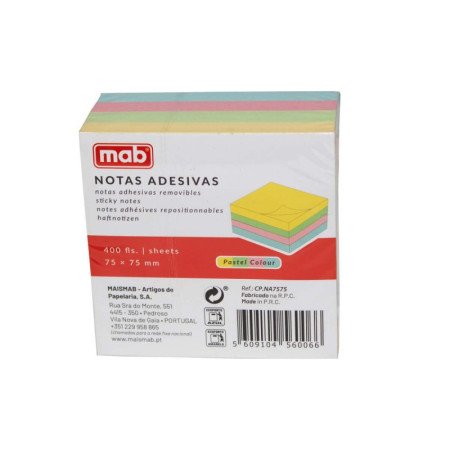 Post-it MAB 75x75mm – 400 folhas em 4 cores | M2J Tecnologia