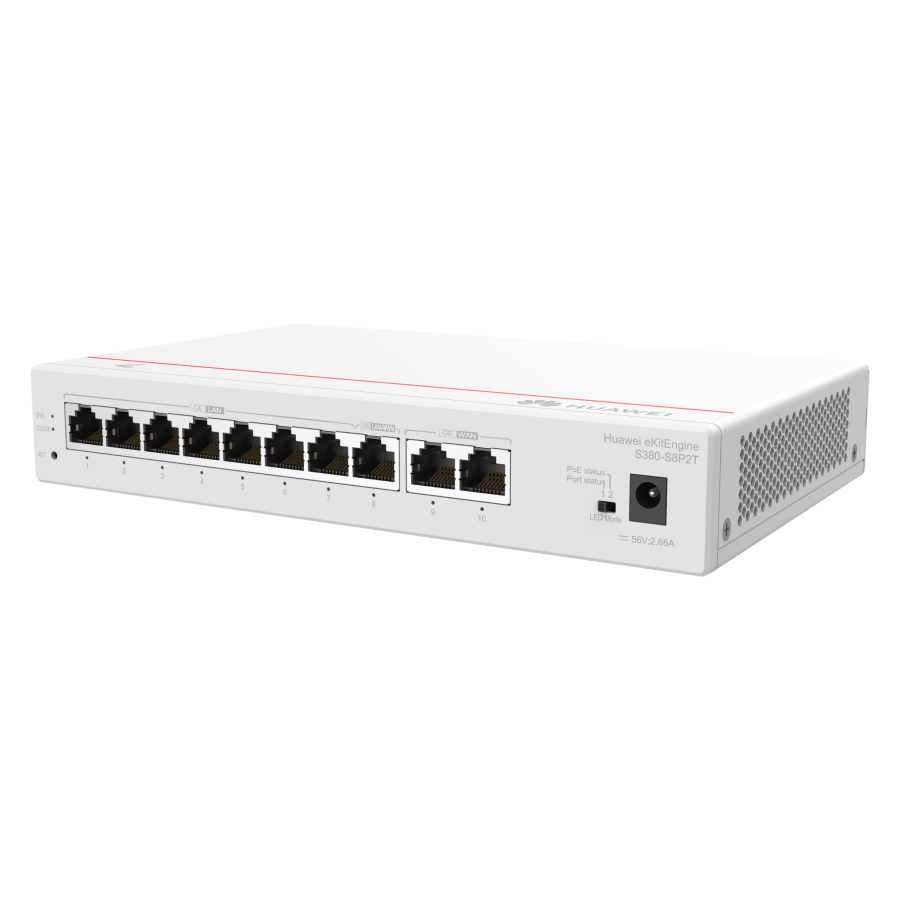 Gateway Huawei S380-S8P2T Multisserviços 2WAN 8LAN PoE+ 124W 64 APs