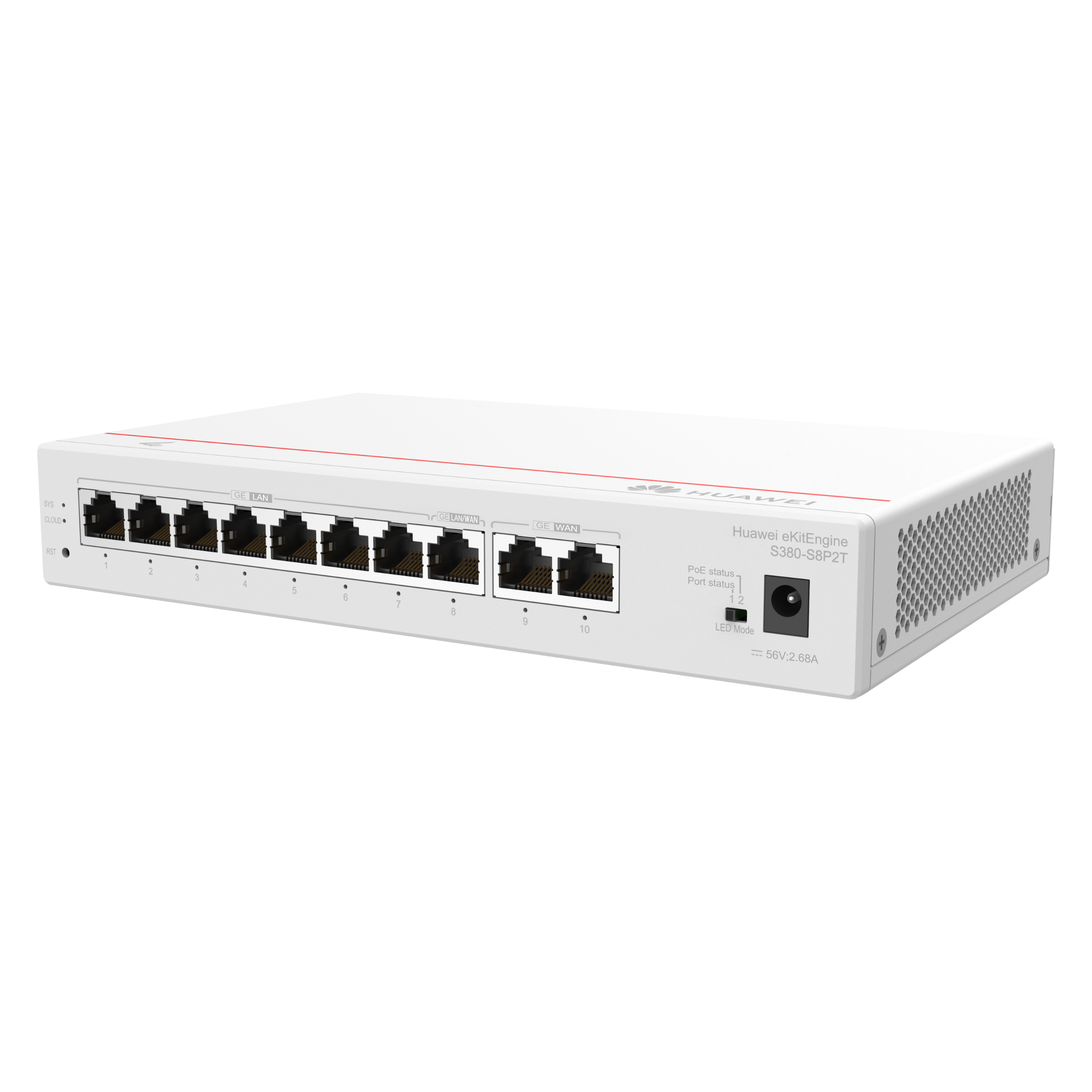 Gateway Huawei S380-S8P2T Multisserviços 2WAN 8LAN PoE+ 124W 64 APs